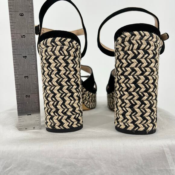 NWT NIB Womens black tan Talina Suede Espadrille Platform High Heel Sandal C2314 - Picture 8 of 11